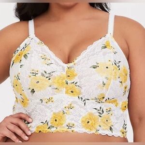 Torrid Floral Lace Bralette White & Yellow 3